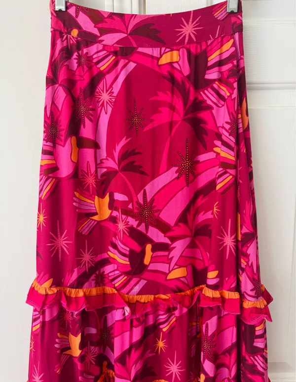 Farm Rio Shirred Tiered Ruffle Maxi Skirt, Size XS - Image 3