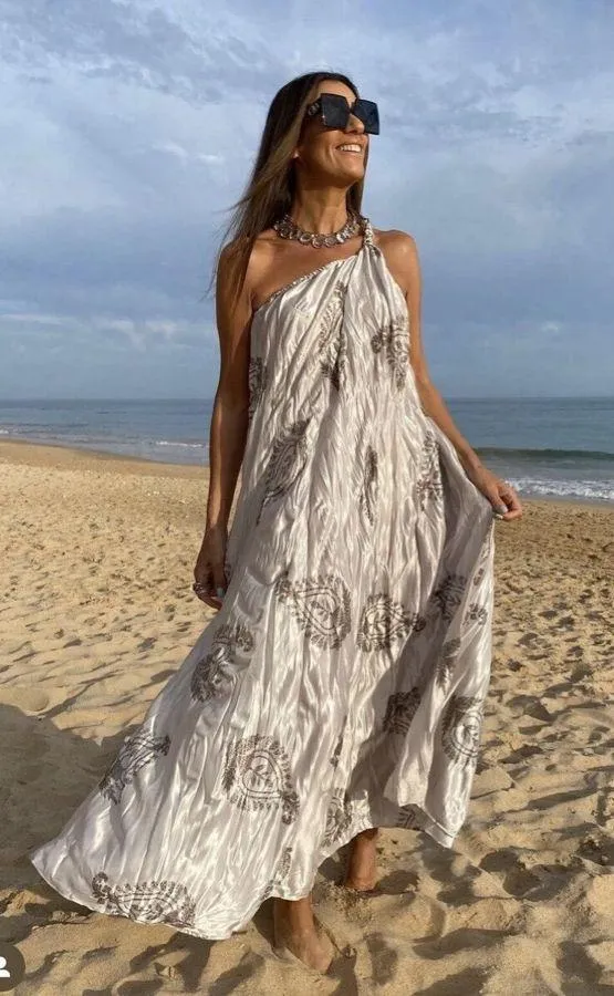 Zara dress maxi oversize fit boho blogger prints casual summer vacation wedding - Image 4