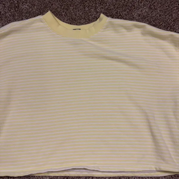 Wild Fable yellow & white striped long sleeve crewneck - Image 6