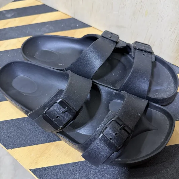 Black Double Strap Slide Sandals Womens Size 11 Buckle‎ Comfort Casual Slip On - Image 5