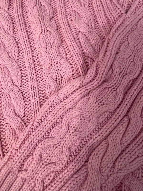 Lauren Ralph Lauren Pink Cable-Knit Half-Zip Turtleneck Sweater - Image 4