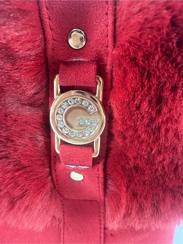 GBG Los Angeles Aleya G by Guess Red Faux Fur Cold Weather Winter Boots Women 6M - Image 3