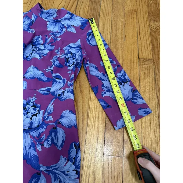 Maeve Anthropologie Purple‎ Floral Open Back Scallop Hem Dress Size 6 - Image 7