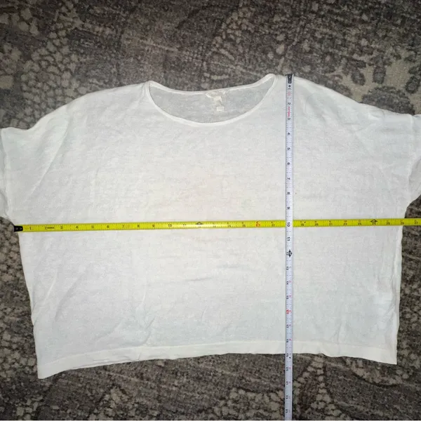 Eileen Fisher Women’s Size S P White Linen Knit Boxy 3/4 Sleeve Sweater - Image 6