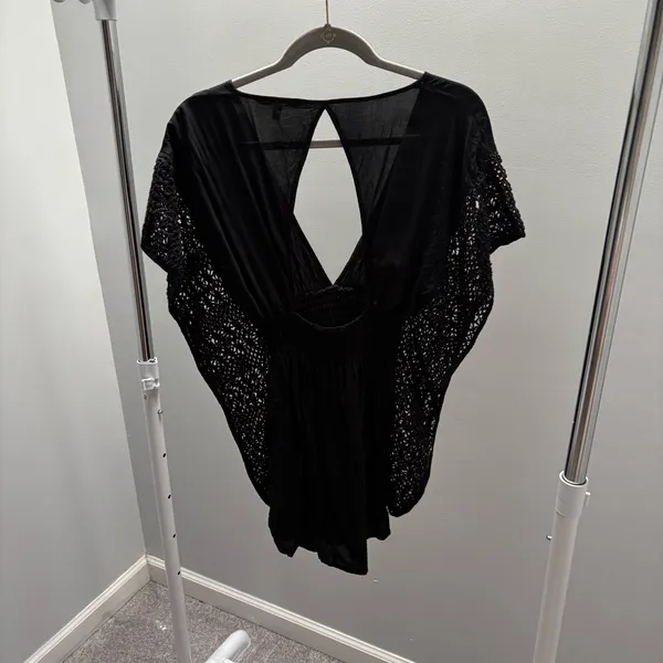 Victoria's Secret Black Crochet Open-Back Beach Swim Cover-Up Tunic - Image 8