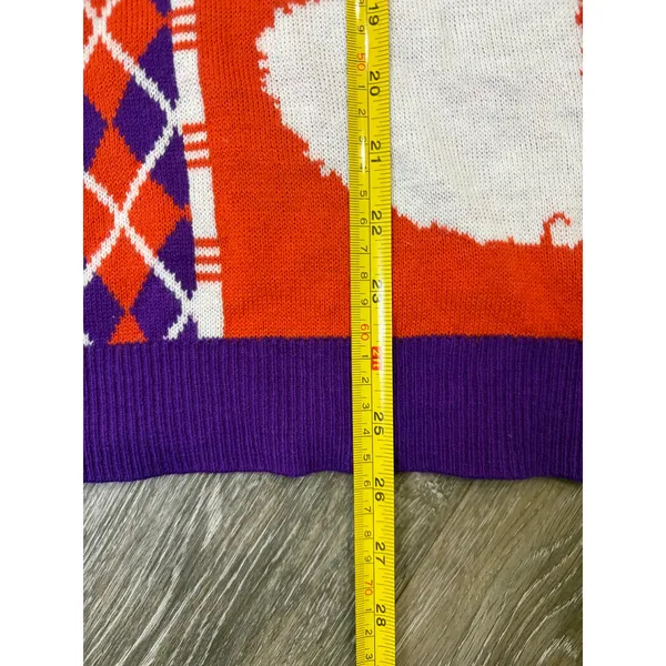 Clemson Tigers Ugly Christmas Sweater Womens Medium Purple Orange - Image 8