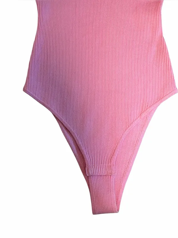 NWT Pink Ribbed Puff Sleeve Bodysuit Small Coquette Balletcore Feminine - Image 5