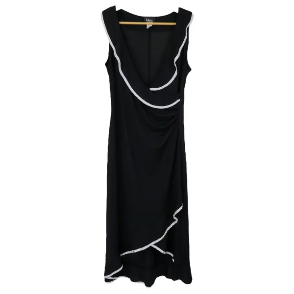 Vintage 90s Taboo Black & White Ruffle Cocktail Dress - Image 3
