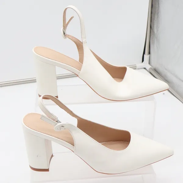 Unbranded Slingback Heels Womens 8 Pointed Toe White Block Heel Good - Image 3