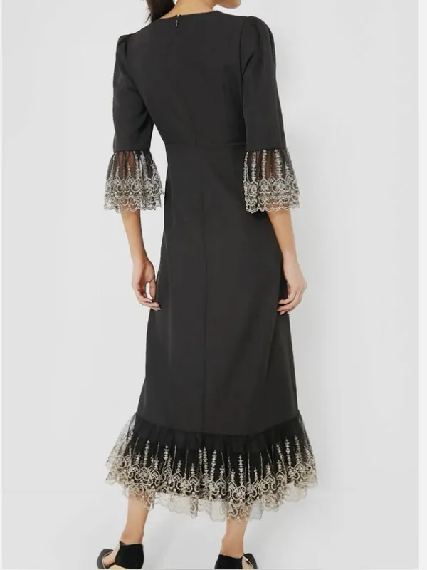 NWT Pomander Place Tuckernuck Lillith midi dress black gold small - Image 2