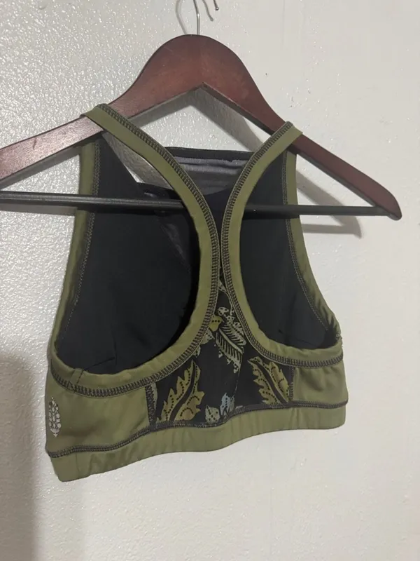 Free People Movement Vida Printed Sports Bra Jungle Floral Mesh Green Black XS - Image 3