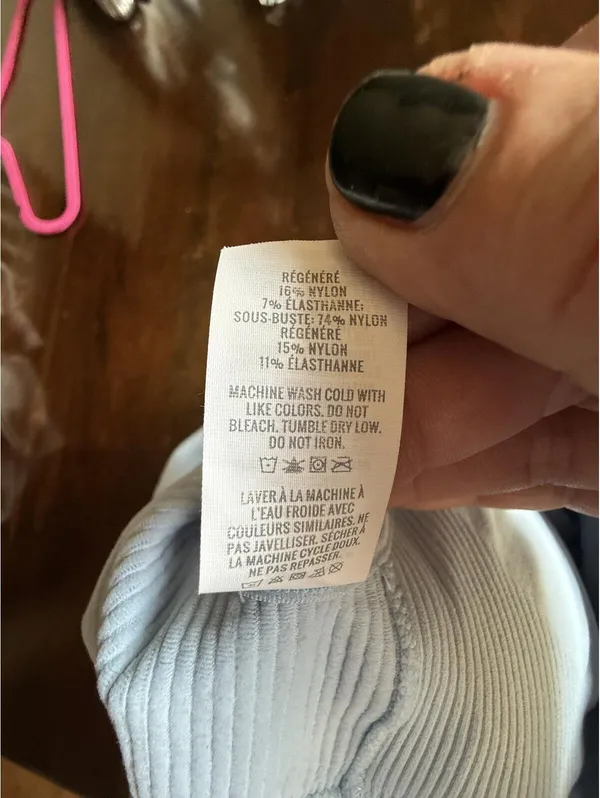 Aerie Ribbed Seamless Bralette Sports Bra Light Blue Gray Soft Stretch - Image 7