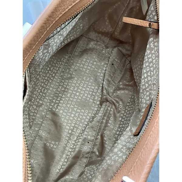 Kate Spade New York‎ Pebbled Leather Colorblock Tote Bag Tan Red Purple - Image 8