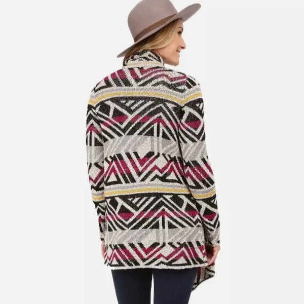Lucky Brand Intarsia Open Waterfall Cardigan Women's Small Boho Sweater Western‎ - Image 4