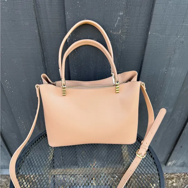 Tan Fashion Shoulder & Crossbody Bag with Gold Hardware - Image 3