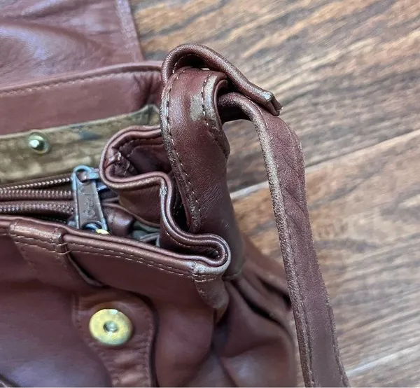 Vintage Brio! Brown Cross Body Satchel Shoulder Bag - Image 12