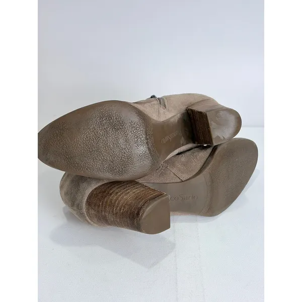 Franco Sarto Taupe Suede Ankle Booties Block Heel Modern Classic‎ Size 8.5 - Image 10