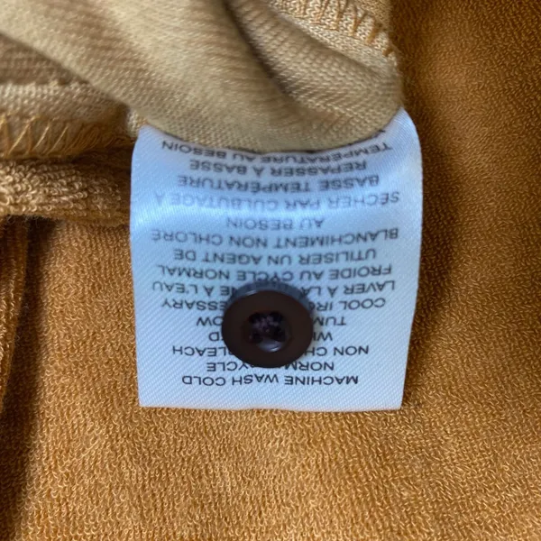 Standard‎ Issue Terry Cloth Camp Shirt Women Small Tan Mushroom Embroidered Boho - Image 7
