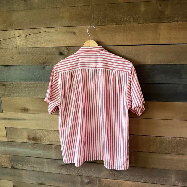 Vintage Tabi International Red White Stripe Button Up Shirt - Image 7
