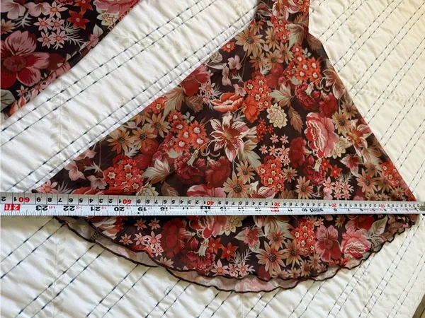 Y2K Floral Mesh Mini Dress Bell Sleeves Ruched Bust Boho Fairycore Grunge Size S - Image 8