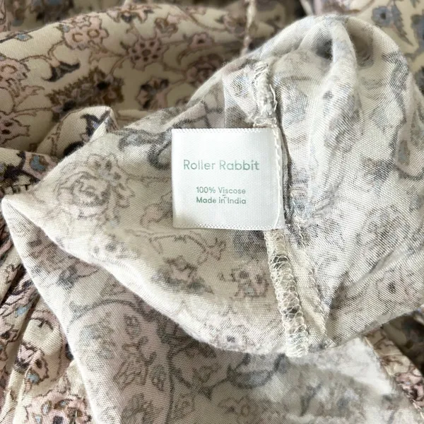Roller Rabbit Blue Pink Floral Olaya Maxi Dress Long Sleeve Size Large - Image 7