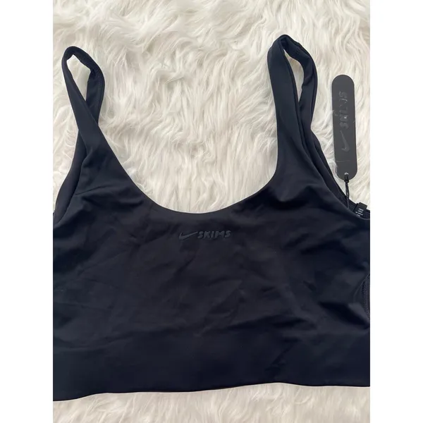 Nike Skims Shine Scoop Neck Longline Bra Obsidian Size Small - Image 8