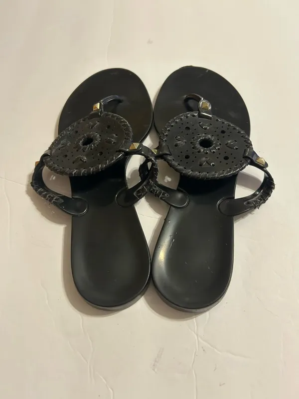 Jack Rogers Black Medallion Stud Thong Sandals - Image 3