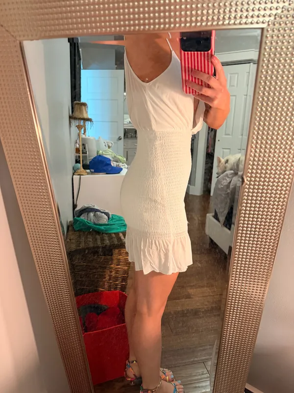 White Mini Blue Blush Dress - Image 2
