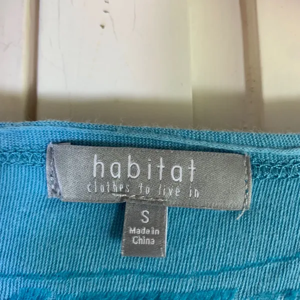 Habitat Clothes to Live In Womens Blue Textured Short Sleeve Scoop Neck Top S - Image 2