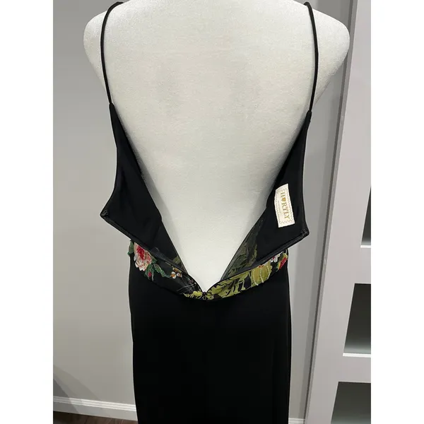 HORTLY WESTWOOD Black Spaghetti Strap Maxi Dress Floral‎ Waist Panel - Image 4