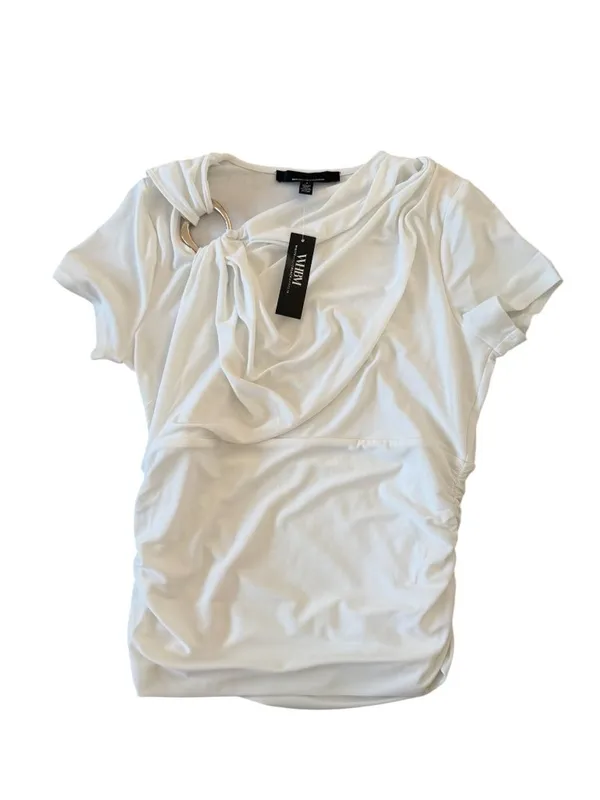 WHITE HOUSE BLACK MARKET White Ruched Short Sleeve Top Sz Small NEW NWT - Image 6