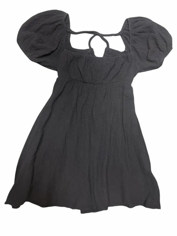 Princess Polly Black Mini Babydoll Dress Open Tie Back Muslin Cotton Gauze 6 - Image 7
