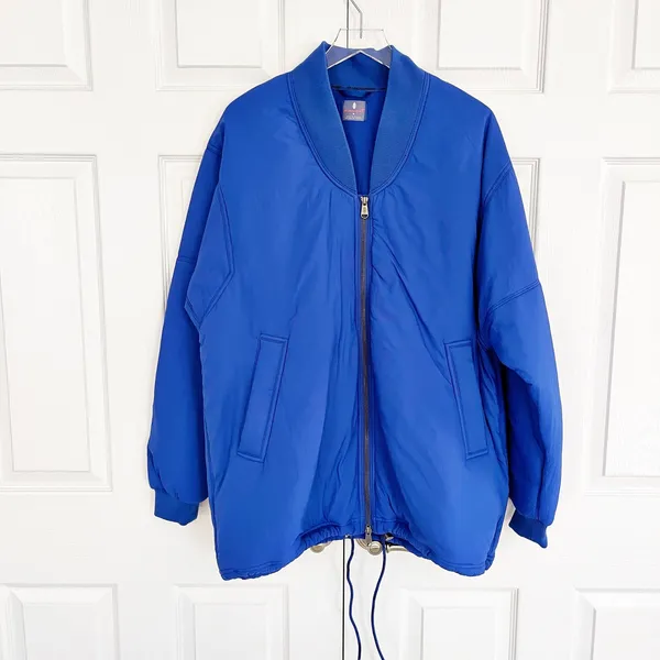 Free People Movement Midnight Moon Solid Bomber Jacket in Cobalt Blue - Image 2
