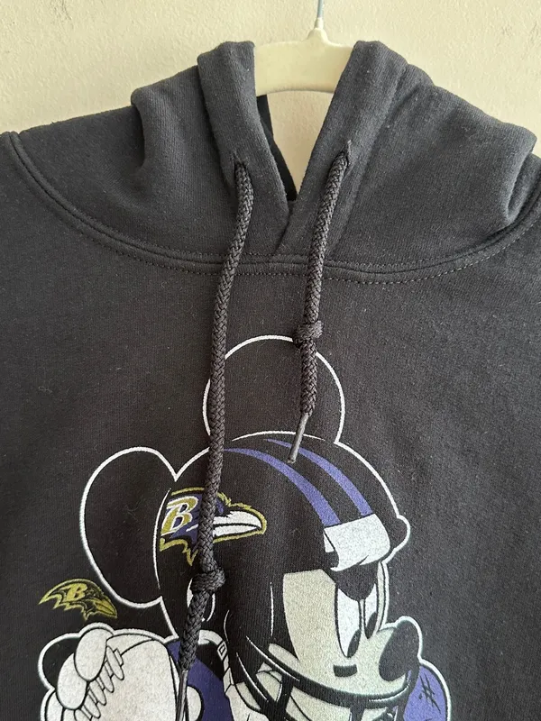 Junk Food Women’s Mickey Mouse Baltimore Ravens Black Hoodie, Size Small - Image 9