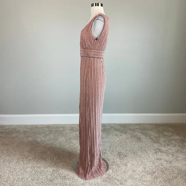 Pink Metallic Beaded Column Gown Women's Size 4 Formal Dress - Image 3