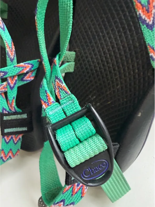 Chaco Women's Adjustable Strappy Sandals in Multi Green and Purple - Image 5