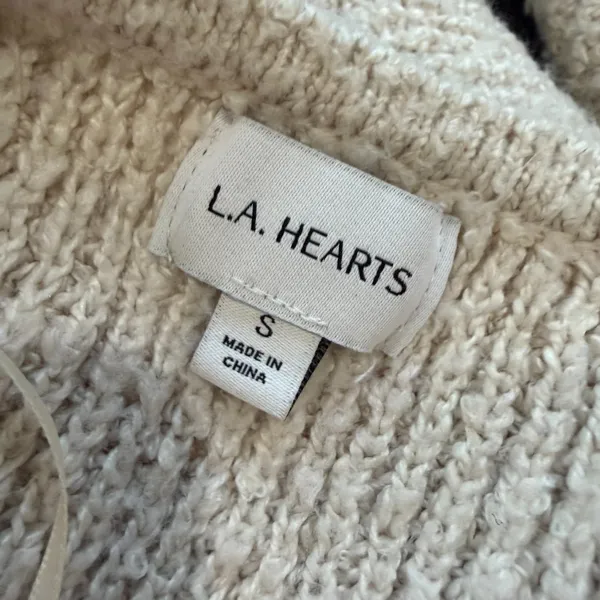 LA HEARTS Nubby Chunky Tan Cream Crew Neck Sweater Cropped Size Small - Image 7