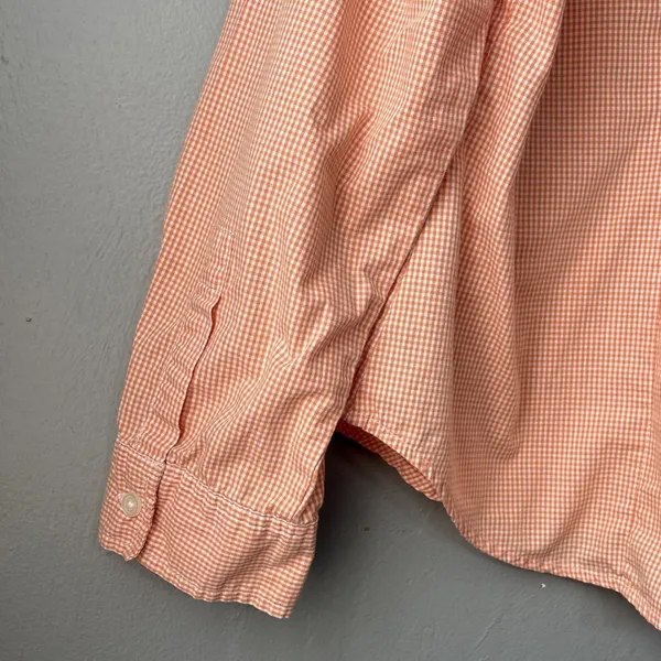 Old Navy Button Up Shirt Size XL Orange Gingham Cotton Preppy Business Casual - Image 5