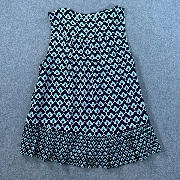 Crown & Ivy Blue Print Sleeveless Blouse Women's Large V-Neck Ruffle Hem Tassel - Image 7