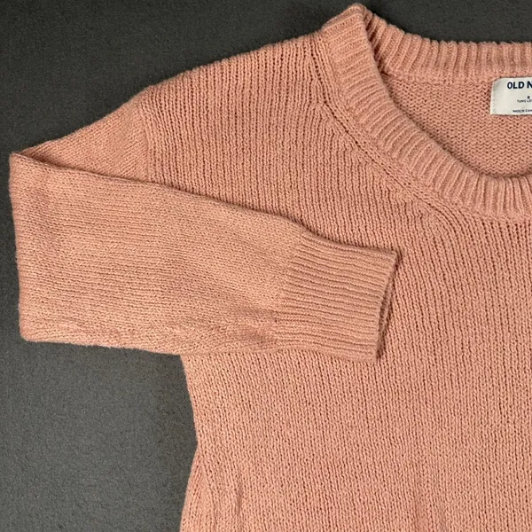 Old Navy Sweater Womens Small Pink Tunic Length‎ V Neck Long Sleeve 100% Cotton - Image 2