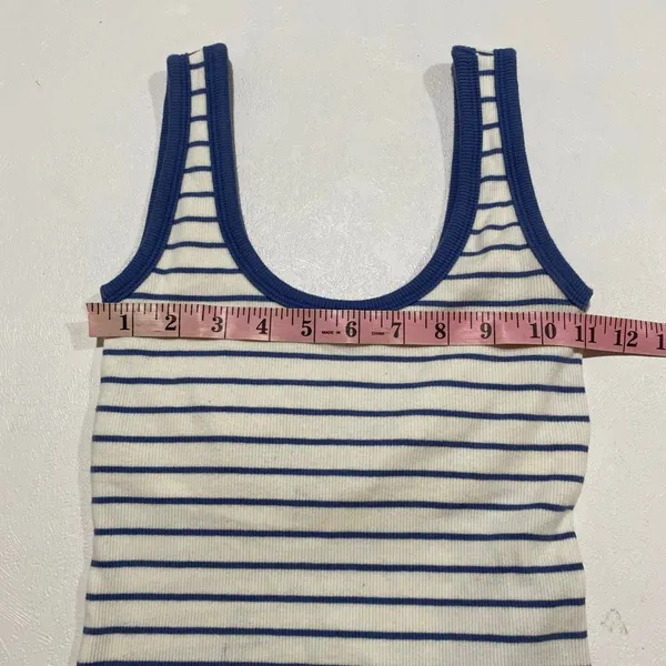 Abercrombie & Fitch XS Striped Ribbed Tank Top Blue White Coastal - Image 5
