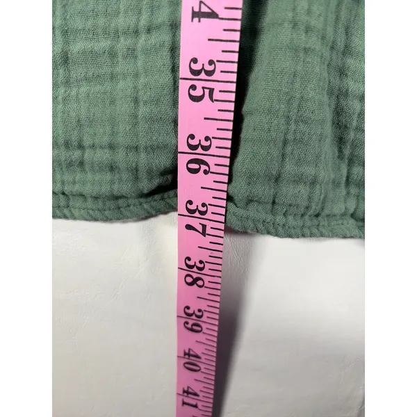 Old Navy Sage Green Gauze Babydoll Mini Dress XL V-Neck Short Sleeve Pockets - Image 8