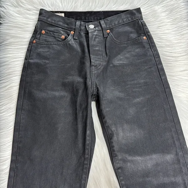 Levi’s Black Wax Coated High Waisted Jeans - Image 3