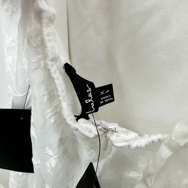 Lulus Blossoming with Charm White Embroidered Tie-Back Midi Dress XL NWT - Image 12