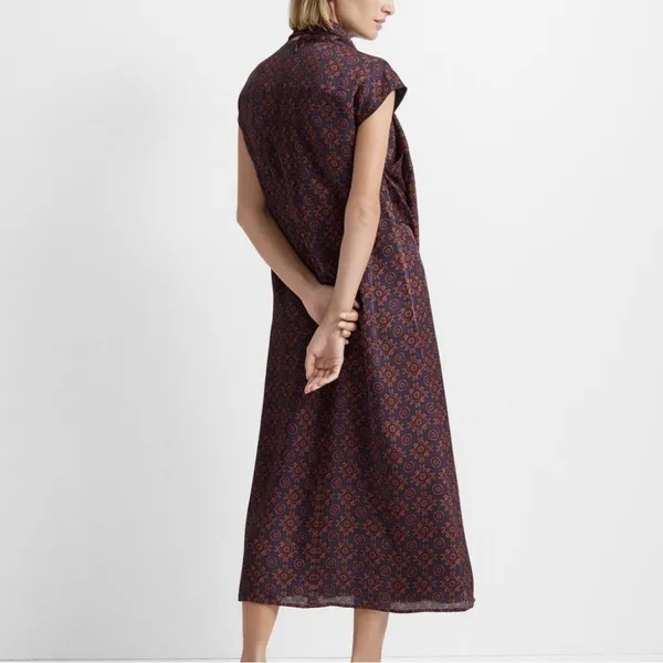 New Club Monaco‎ Women's Drape Neck Red Dress Size 6 Retail $269 Geometric - Image 3