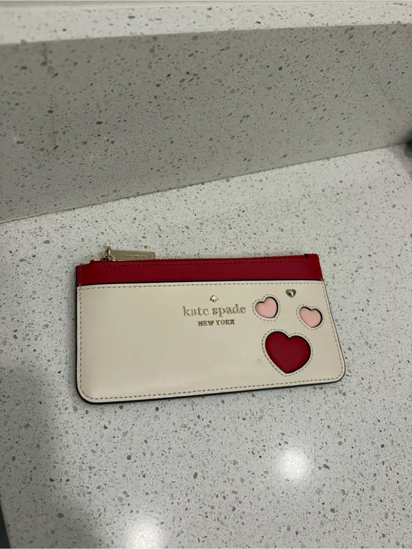Kate Spade Women’s Wallet Sweet Heart Wallet Cardholder Pink Red Hearts EUC - Image 4