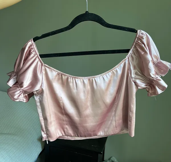 Revolve Satin Crop Top - Image 3