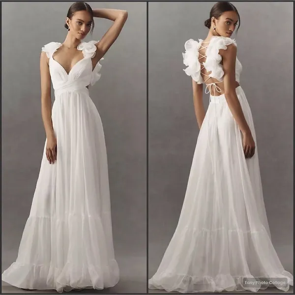 Mac Duggal 67911 Ruffled Tiered Cut Out Chiffon Gown Dress White 6 - Image 2