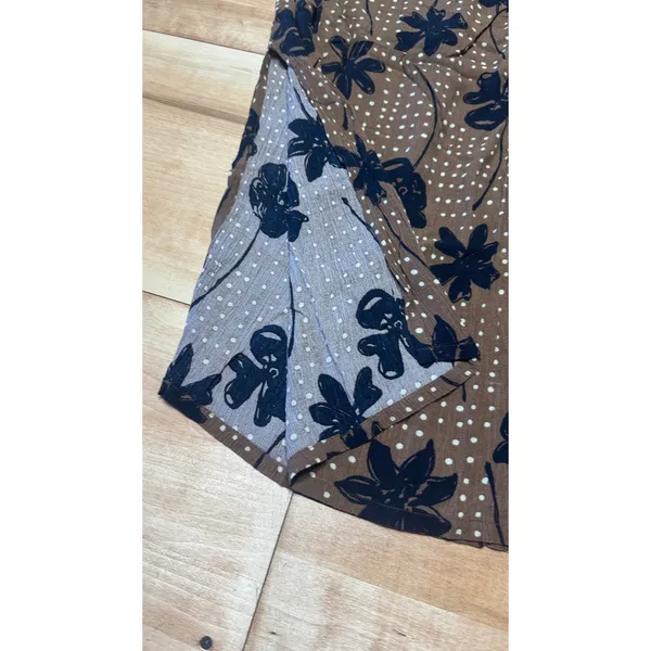 Outfit‎ JPR Brown Floral Polka Dot Rayon Midi Skirt Womens Medium Side Slit USA - Image 3