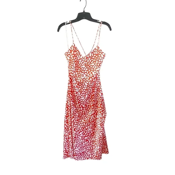 Lulus Calling My Spirit Red Satin Print Midi Slip Dress Cottagecore Size L‎ - Image 2